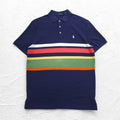 POLO RALPH LAUREN Striped Polo Shirt M Navy Cotton Pique Small Pony Embroidery