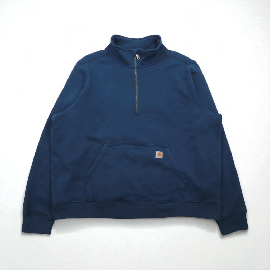 Carhartt Relaxed Fit Half-Zip Sweatshirt, Size 2XL, Blue, Kangaroo Pocket, Fleece Lining, 105657