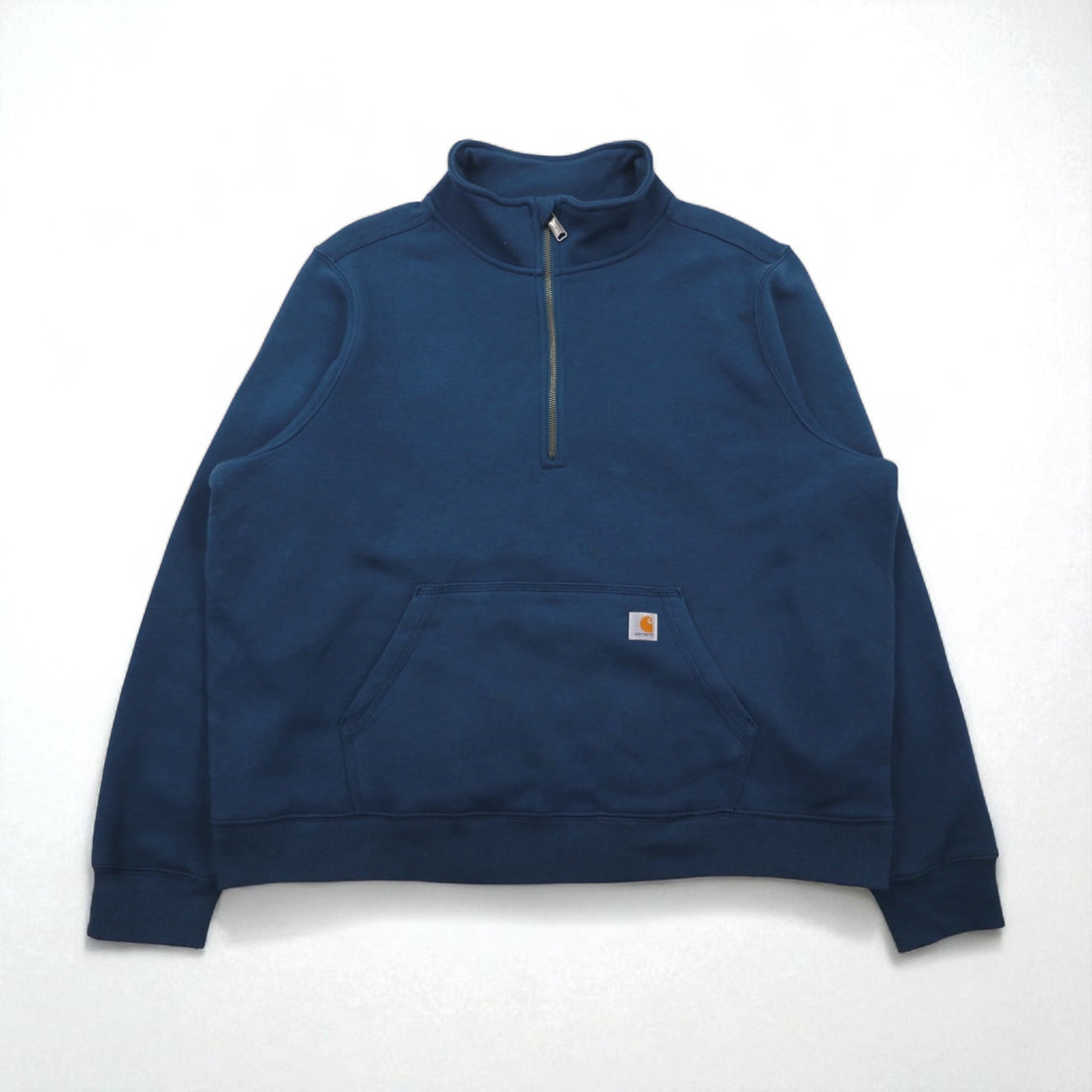 Carhartt Relaxed Fit Half-Zip Sweatshirt, Size 2XL, Blue, Kangaroo Pocket, Fleece Lining, 105657