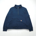 Carhartt Relaxed Fit Half-Zip Sweatshirt, Size 2XL, Blue, Kangaroo Pocket, Fleece Lining, 105657