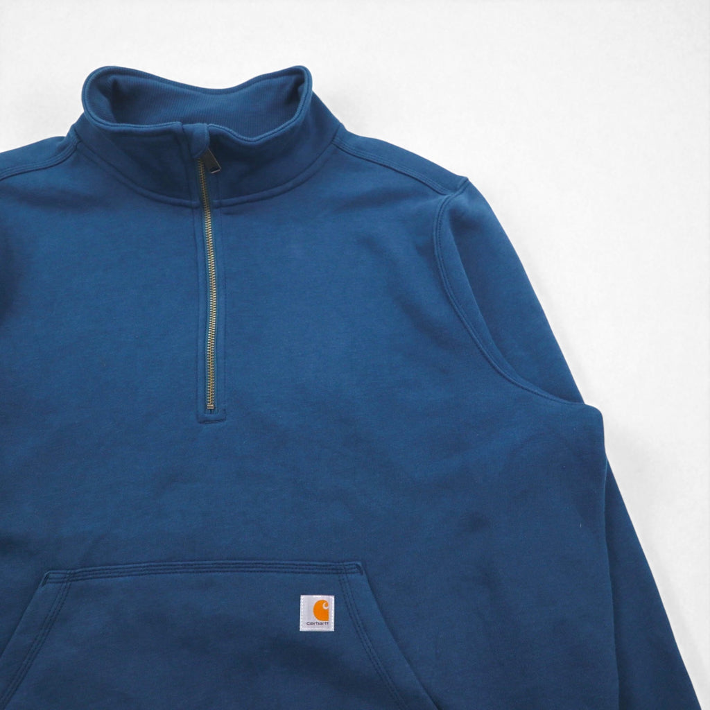 Carhartt Relaxed Fit Half-Zip Sweatshirt, Size 2XL, Blue, Kangaroo Pocket, Fleece Lining, 105657