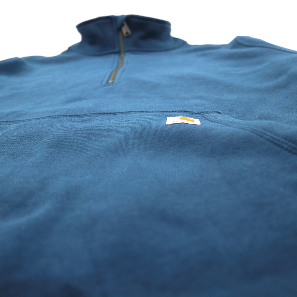 Carhartt Relaxed Fit Half-Zip Sweatshirt, Size 2XL, Blue, Kangaroo Pocket, Fleece Lining, 105657