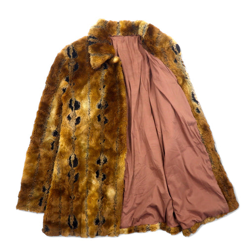 90s Leopard Faux Fur Jacket Coat XL Brown Polyester All-over Pattern