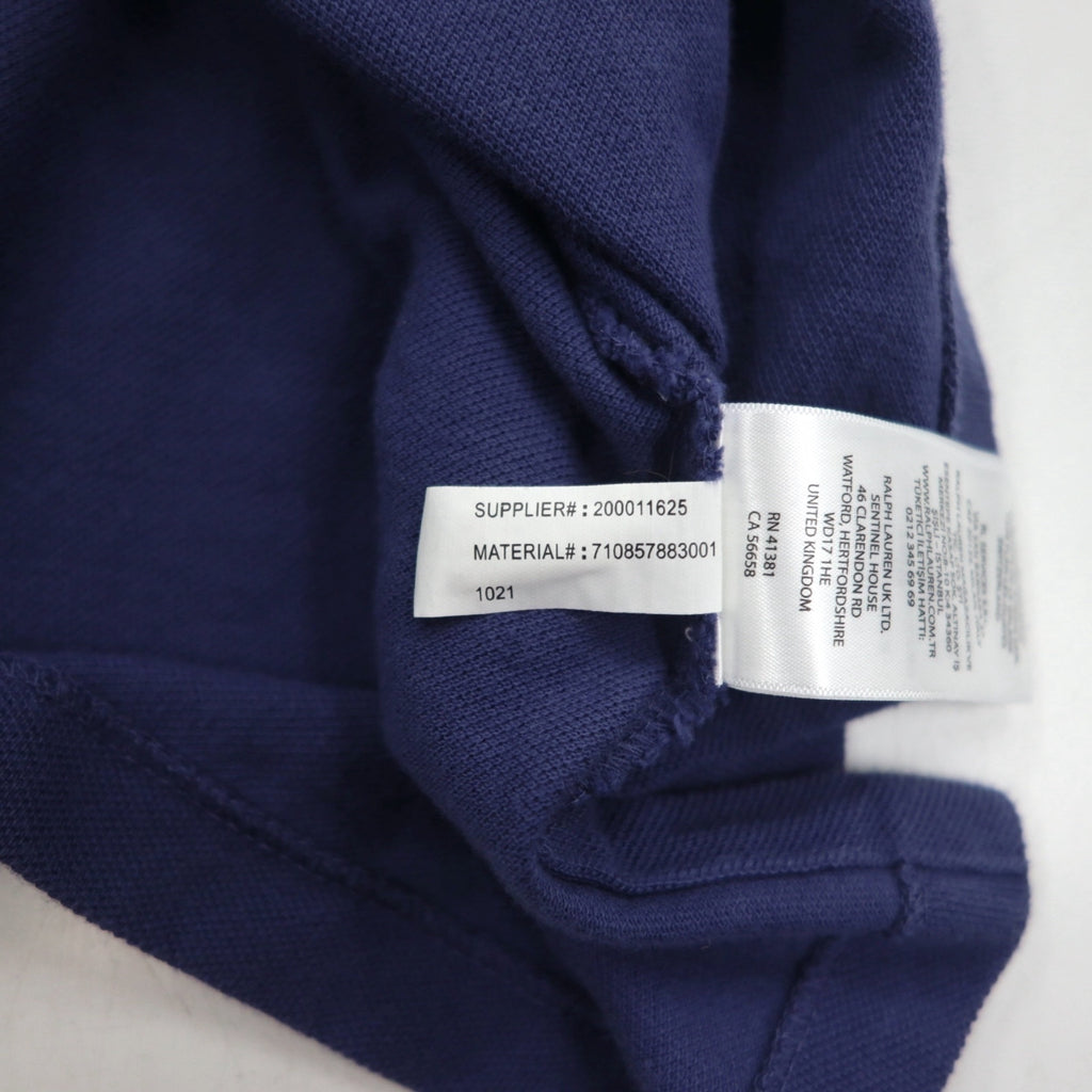 POLO RALPH LAUREN Striped Polo Shirt M Navy Cotton Pique Small Pony Embroidery