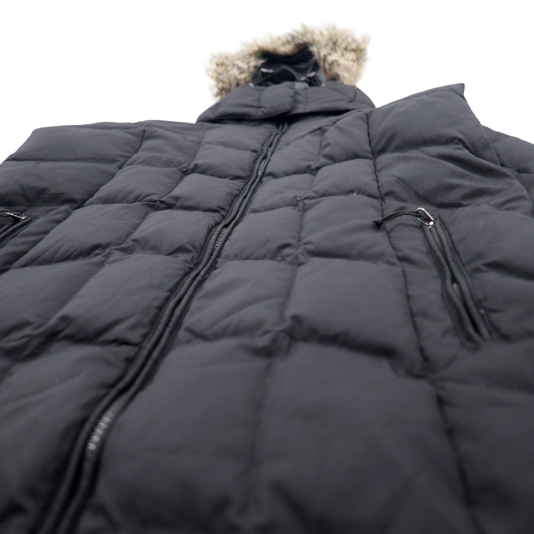 Eddie Bauer 650フィルパワー ダウンコート M ブラック EB650 フード着脱式 ダブルジップ ファー 0544