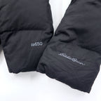 Eddie Bauer 650フィルパワー ダウンコート M ブラック EB650 フード着脱式 ダブルジップ ファー 0544