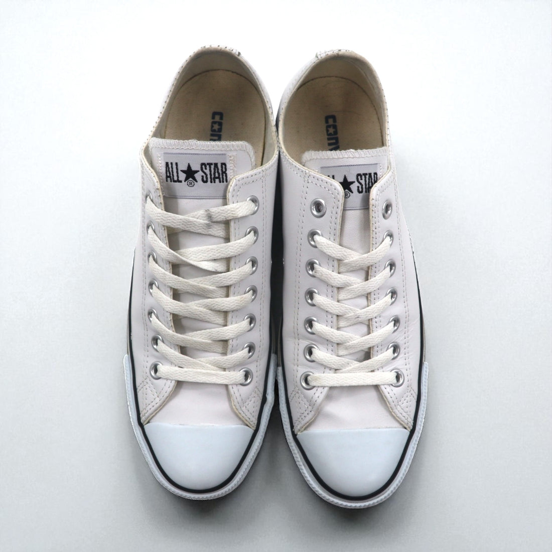 CONVERSE Leather All Star Ox Sneakers, Size 27.5cm, White, 1B905