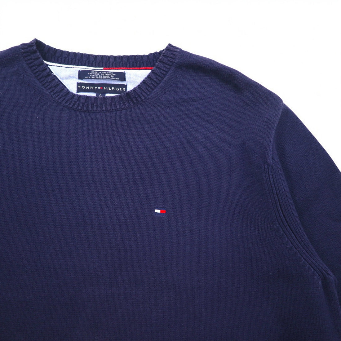 TOMMY HILFIGER 90s Cotton Knit Crew Sweater L Navy Cotton