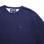 TOMMY HILFIGER 90s Cotton Knit Crew Sweater L Navy Cotton