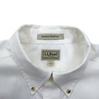 LLBean Oxford Button-Down Shirt, L, White, Cotton, Wrinkle Resistant, Made in Sri Lanka