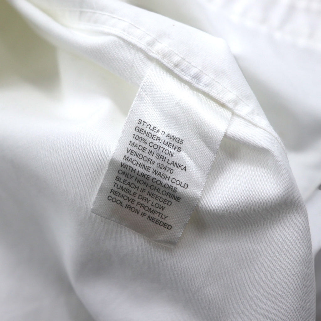 LLBean Oxford Button-Down Shirt, L, White, Cotton, Wrinkle Resistant, Made in Sri Lanka