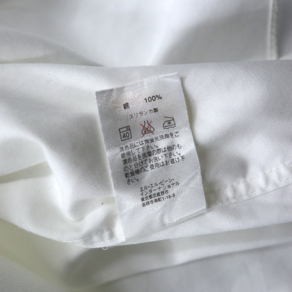 LLBean Oxford Button-Down Shirt, L, White, Cotton, Wrinkle Resistant, Made in Sri Lanka