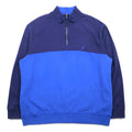 NAUTICA Half-Zip Sweatshirt XXL Navy Blue Two-Tone Fleece Lining One-Point Logo Embroidery