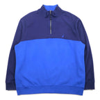 NAUTICA Half-Zip Sweatshirt XXL Navy Blue Two-Tone Fleece Lining One-Point Logo Embroidery