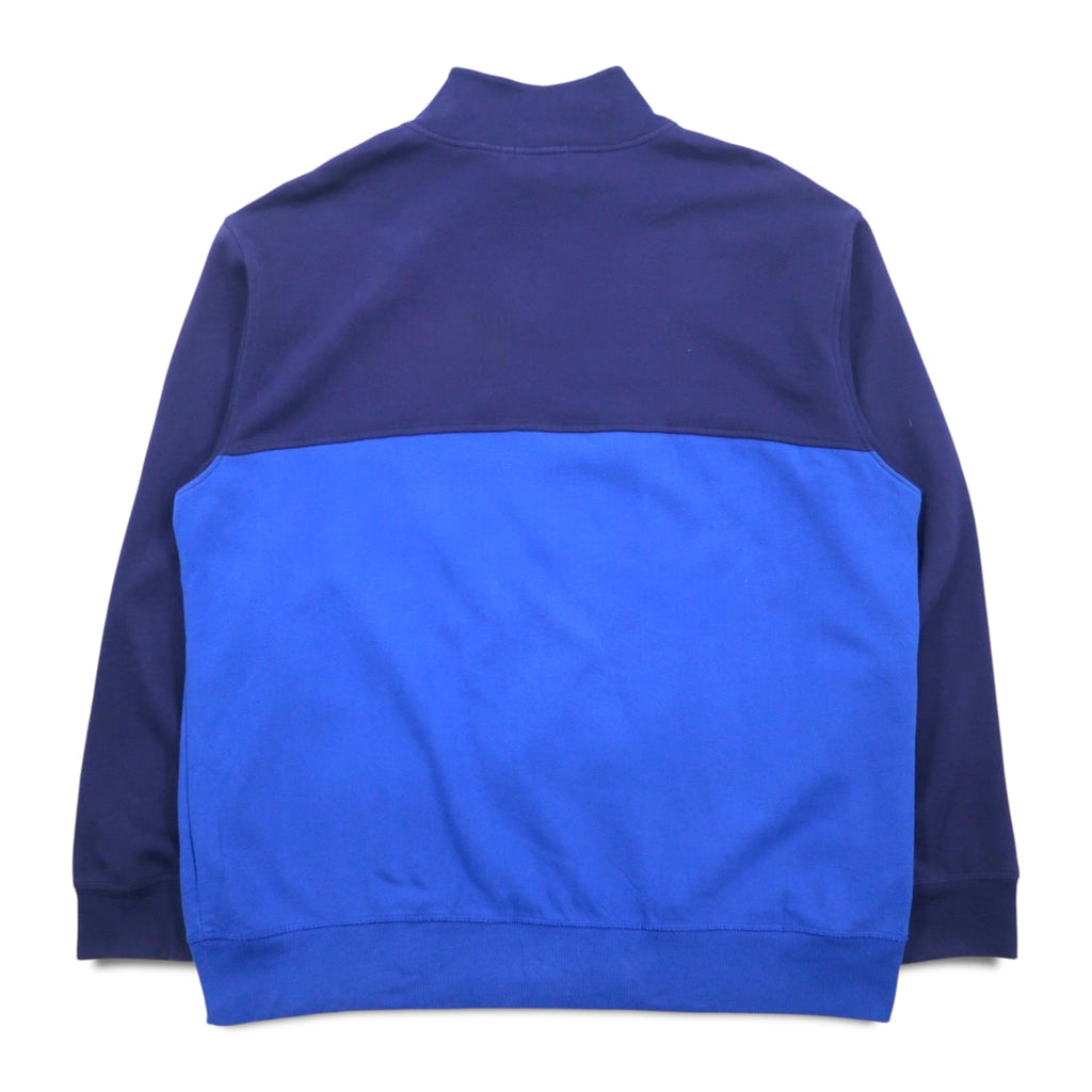 NAUTICA Half-Zip Sweatshirt XXL Navy Blue Two-Tone Fleece Lining One-Point Logo Embroidery