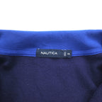 NAUTICA Half-Zip Sweatshirt XXL Navy Blue Two-Tone Fleece Lining One-Point Logo Embroidery