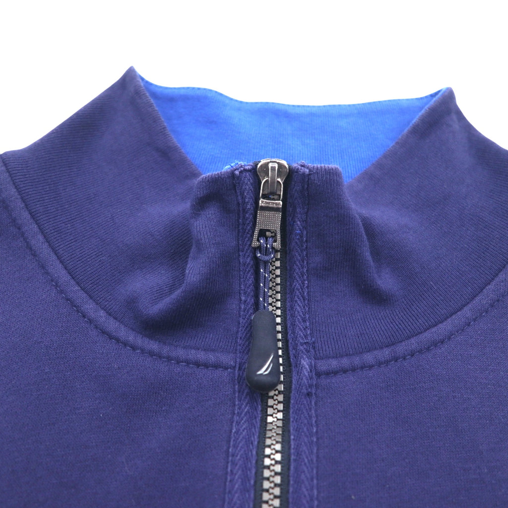 NAUTICA Half-Zip Sweatshirt XXL Navy Blue Two-Tone Fleece Lining One-Point Logo Embroidery
