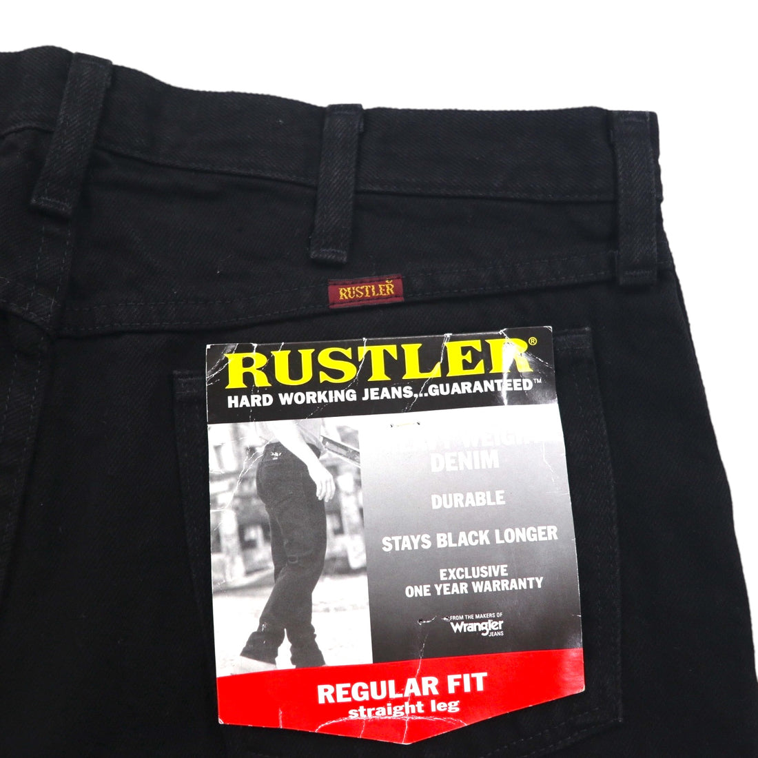 RUSTLER (Wrangler) Heavy Weight Denim Pants, Size M, Black, Stays Black Longer, 87619CB, Made in Mexico, Unused