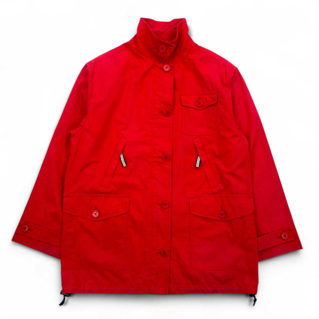 Aquasqutum Utility Coverall Balmacaan Coat M Red Double Zip Drawcord Made in Japan