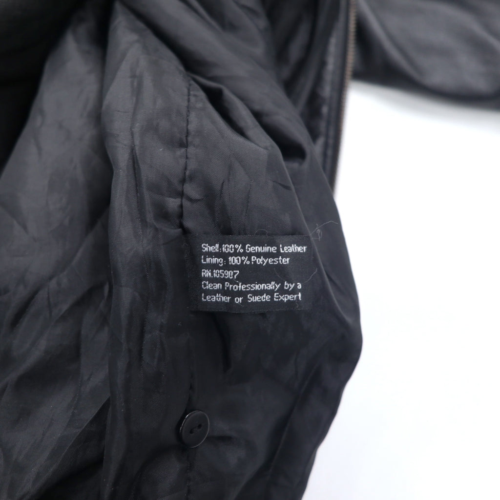 U.S.A. LEATHER 90年代 レザージャケット XL ブラック ライナー着脱式 entec US企業 刺繍 ジップアップ