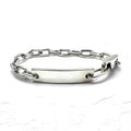 GUCCI Made in Italy Old Gucci Link Chain Bracelet Silver 925 Logo Plate ID