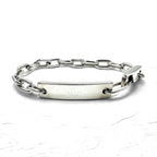 GUCCI Made in Italy Old Gucci Link Chain Bracelet Silver 925 Logo Plate ID