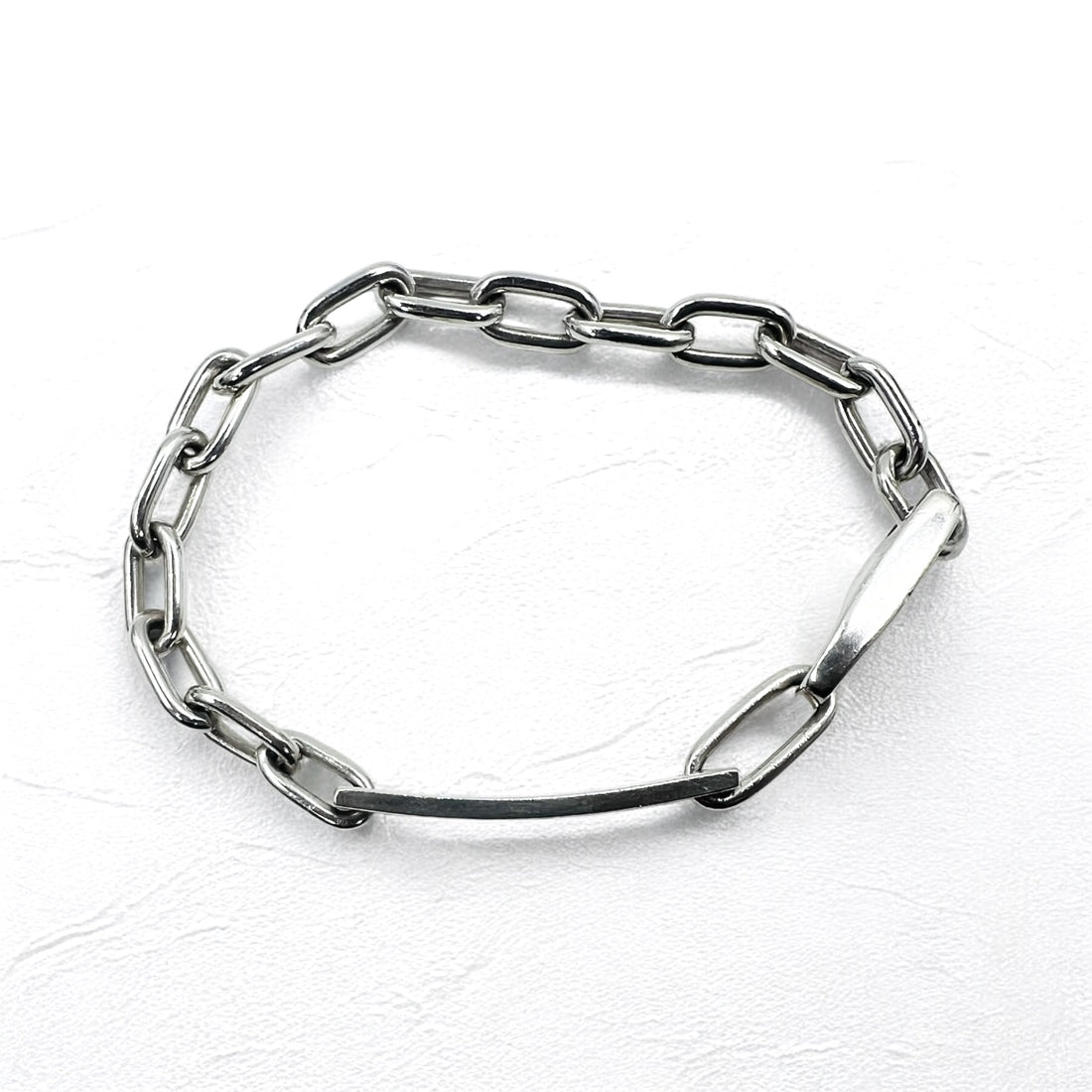 GUCCI Made in Italy Old Gucci Link Chain Bracelet Silver 925 Logo Plate ID