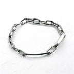 GUCCI Made in Italy Old Gucci Link Chain Bracelet Silver 925 Logo Plate ID