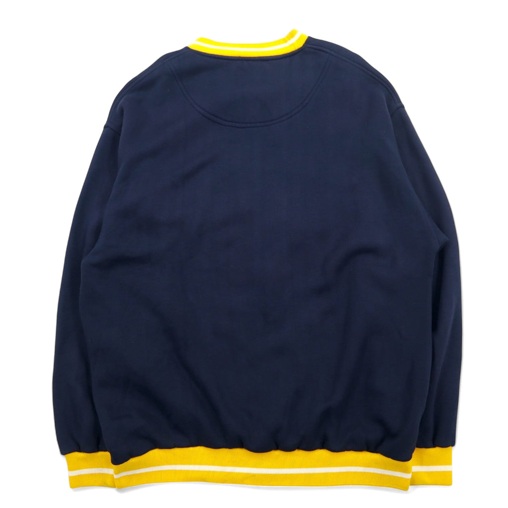 90s PJ MARK RIBBINE SWEATSHIRT L NAVY YELLOW ACRYLIC COLLEGE MICHIGAN