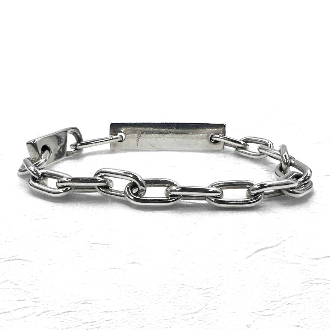 GUCCI Made in Italy Old Gucci Link Chain Bracelet Silver 925 Logo Plate ID