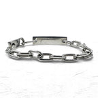 GUCCI Made in Italy Old Gucci Link Chain Bracelet Silver 925 Logo Plate ID