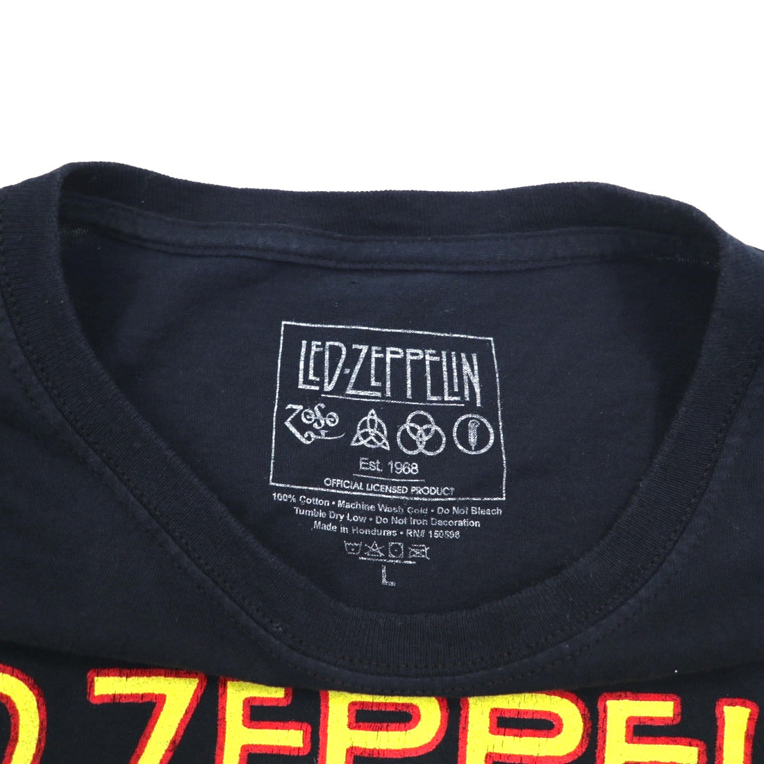 LED ZEPPELIN Led Zeppelin Official Rock Tour Band T-Shirt Band TL Black Cotton USTOUR 1975