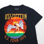 LED ZEPPELIN Led Zeppelin Official Rock Tour Band T-Shirt Band TL Black Cotton USTOUR 1975