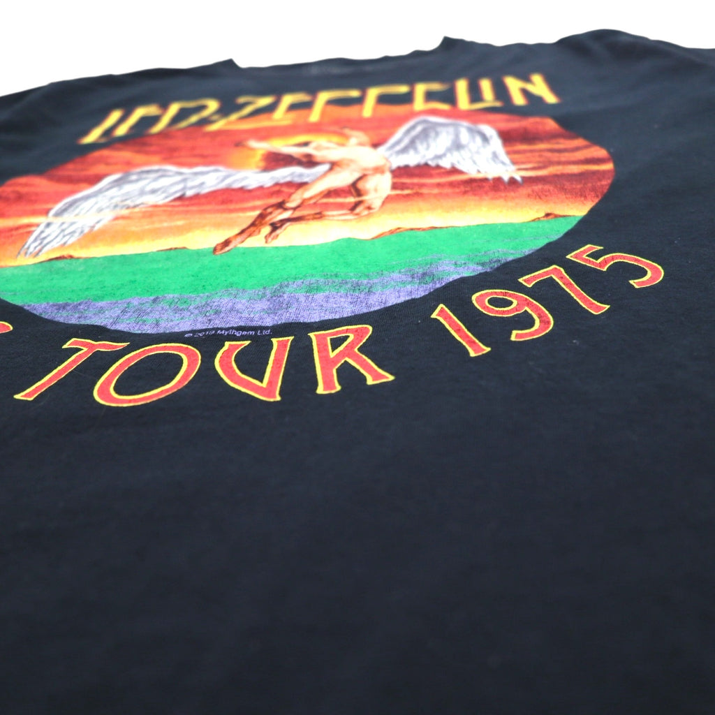 LED ZEPPELIN Led Zeppelin Official Rock Tour Band T-Shirt Band TL Black Cotton USTOUR 1975