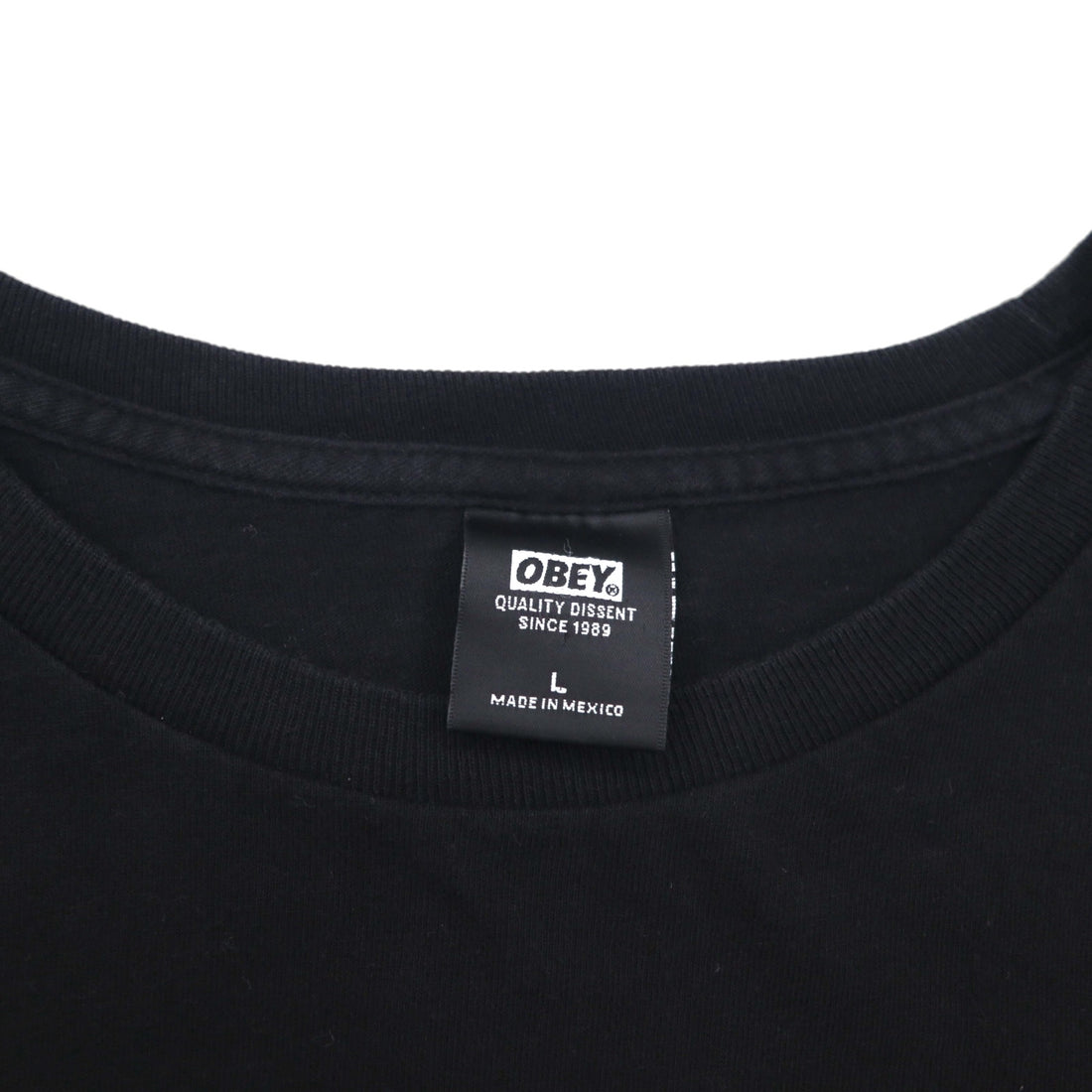 OBEY ファイヤーパターン ロンT ロングスリーブ Tシャツ L ブラック 袖プリント メキシコ戦