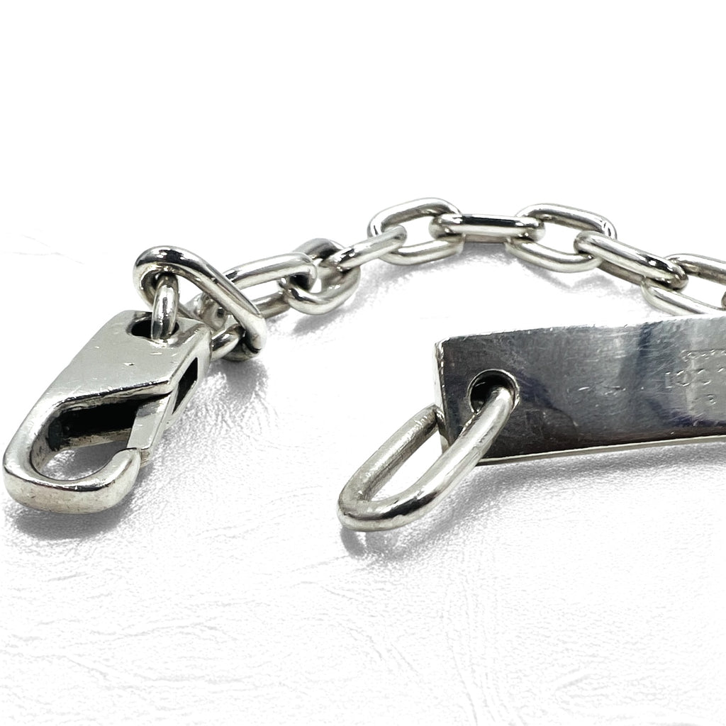 GUCCI Made in Italy Old Gucci Link Chain Bracelet Silver 925 Logo Plate ID