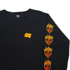 OBEY ファイヤーパターン ロンT ロングスリーブ Tシャツ L ブラック 袖プリント メキシコ戦