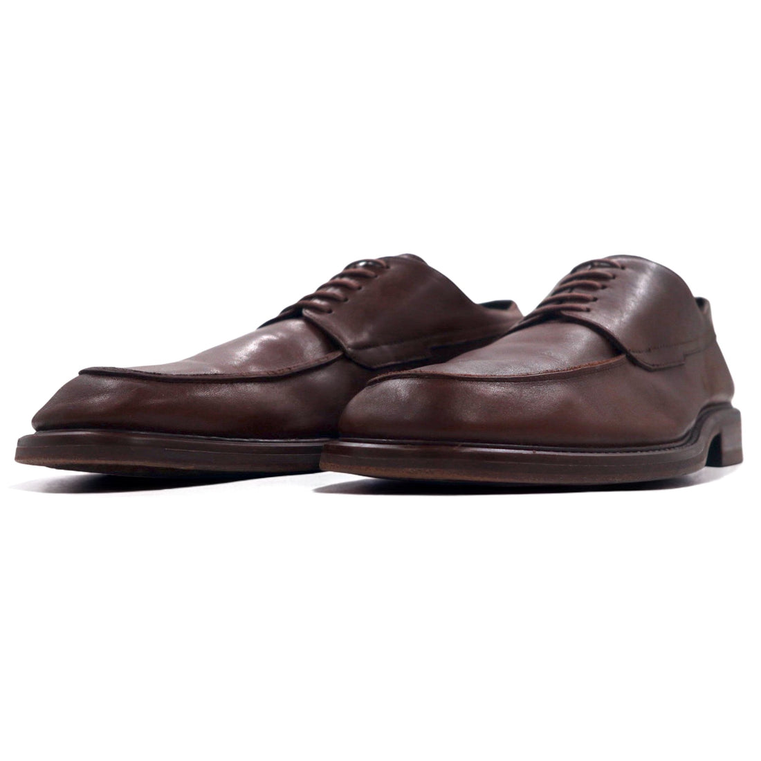 L.Lambetazzi Italian made U-tip derby shoes, dress shoes, 27cm, brown leather, wingtip