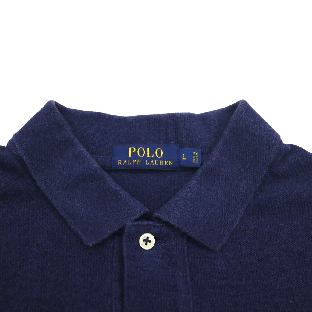 POLO RALPH LAUREN Polo shirt L Navy Cotton Pique Small pony embroidery