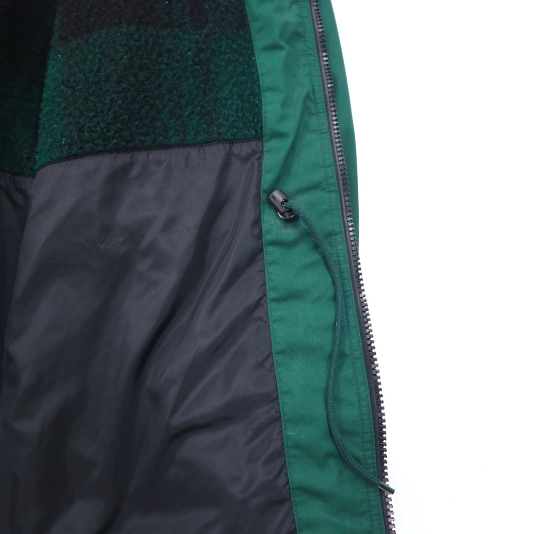 Eddie Bauer 90s 65/35 Cross Mountain Parka L Green Polyester Cotton Fleece Liner Drawstring Double Zip