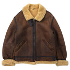 US AIR FORCE B-3 Mouton Boa Flight Jacket L Brown Sheepskin Leather SWP No.24008423
