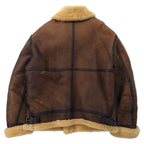 US AIR FORCE B-3 Mouton Boa Flight Jacket L Brown Sheepskin Leather SWP No.24008423