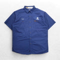Carhartt Short Sleeve Work Shirt L Navy Cotton Chest Pocket American Company Embroidery TIMBER 384-19 Made in Mexico