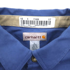 Carhartt Short Sleeve Work Shirt L Navy Cotton Chest Pocket American Company Embroidery TIMBER 384-19 Made in Mexico