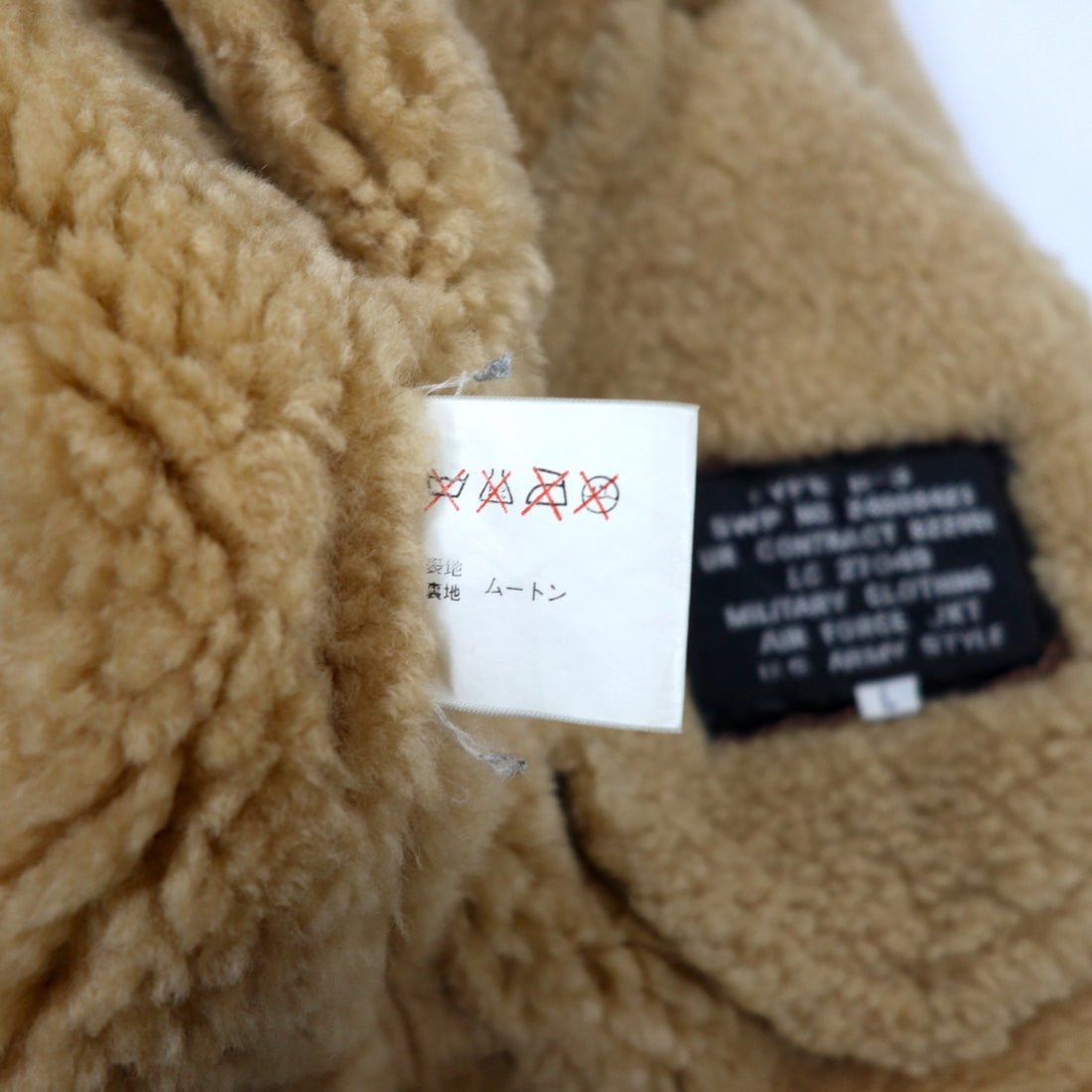 US AIR FORCE B-3 Mouton Boa Flight Jacket L Brown Sheepskin Leather SWP No.24008423