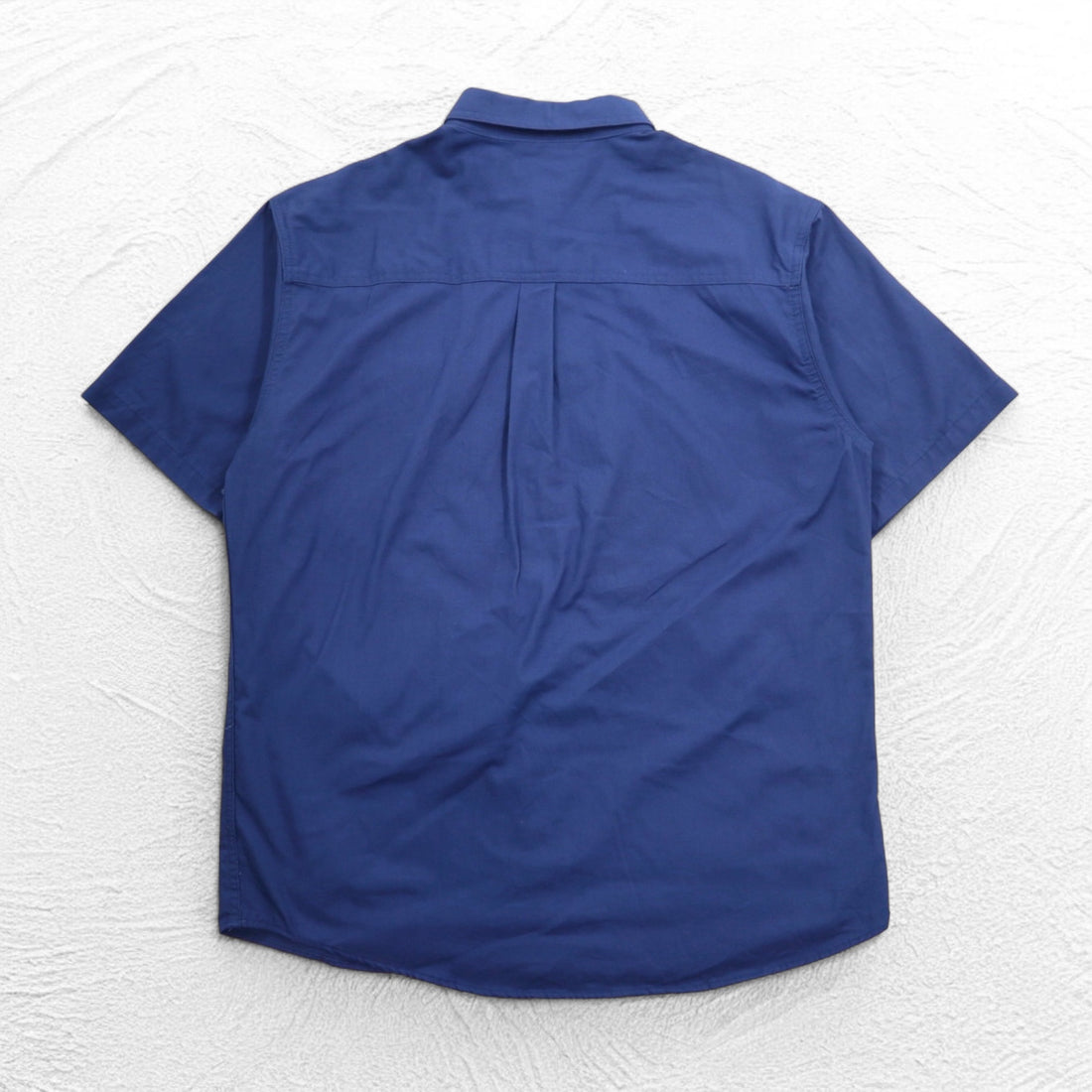 Carhartt Short Sleeve Work Shirt L Navy Cotton Chest Pocket American Company Embroidery TIMBER 384-19 Made in Mexico