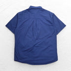 Carhartt Short Sleeve Work Shirt L Navy Cotton Chest Pocket American Company Embroidery TIMBER 384-19 Made in Mexico