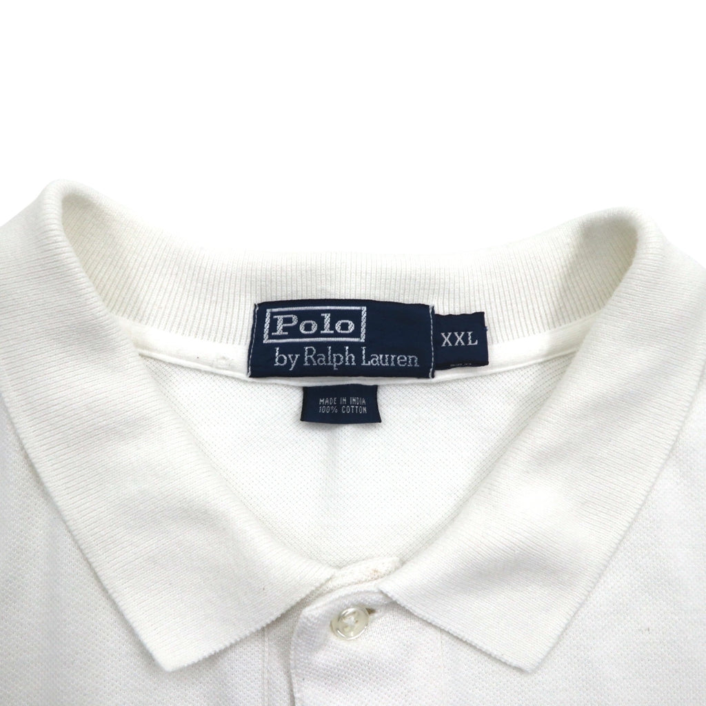 Polo by Ralph Lauren 90s Polo Shirt 2XL Big Size White Pique Pony Embroidery