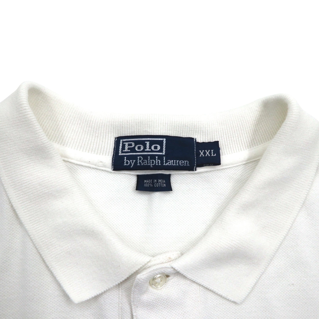 Polo by Ralph Lauren 90s Polo Shirt 2XL Big Size White Pique Pony Embroidery
