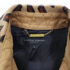 UNITED ARROWS SLITZ pony riders jacket, size S, beige, leopard print, cowhide, all-over animal pattern